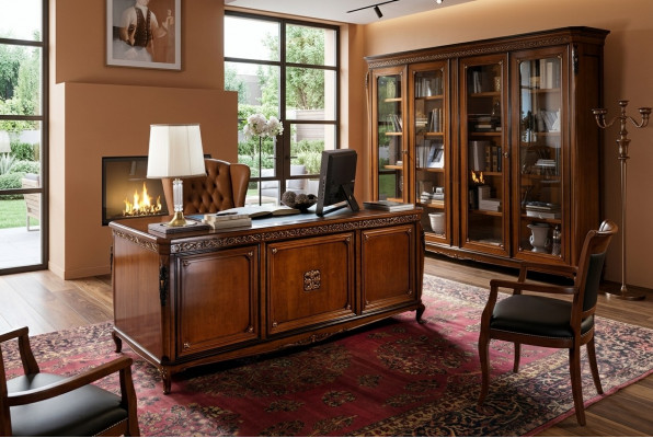 Design Büro Dësch Schreifdësch Fotell Ariichtung Dësch Stull 2tlg. Massivholz