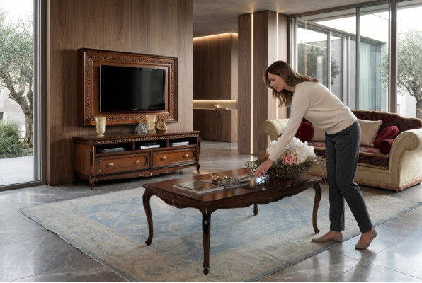 Couchtischen Dësch Luxus Holz Dëscher Konsolen Design Italienesch Miwwelen Vaccari