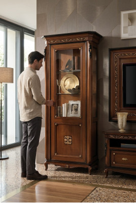 Vitrine 1 Dier Schaf Vitrinnen Wunnzëmmer Schief Design Schaf Miwwelen Glas Nei