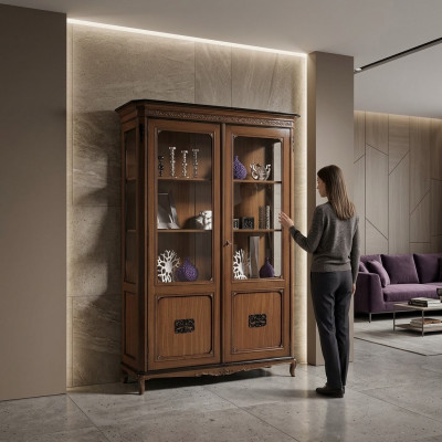 Miwwelen Echt Holz Sideboard Designer Luxus Holz Vitrin Garleff Italienesch