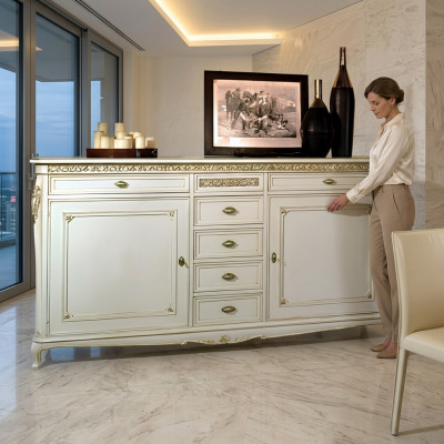 Side Low Board Schaf Wunnzëmmer Regal Holz Schief Design Kommod Anrichte