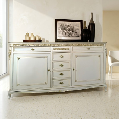Side Low Board Schaf Wunnzëmmer Regal Holz Schief Design Kommod Anrichte