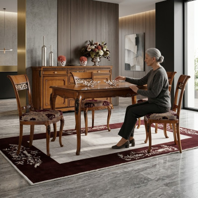 Essstull Zëmmer Set Sëtz Garnitur 4x Stull Klassesch Polster Design Nei Holz