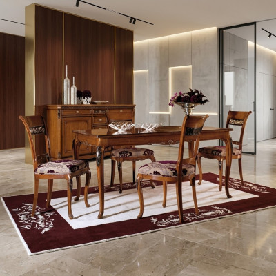 Essstull Zëmmer Set Sëtz Garnitur 4x Stull Klassesch Polster Design Nei Holz