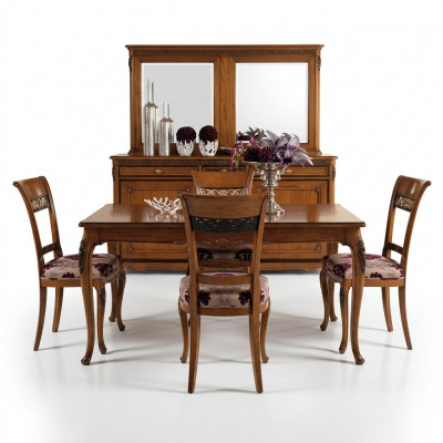 Essstull Zëmmer Set Sëtz Garnitur 4x Stull Klassesch Polster Design Nei Holz