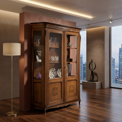 Vitrinnen Glas Schaf Echt Holz Vitrin Wunnzëmmer Miwwelen Anrichte Massivt Holz