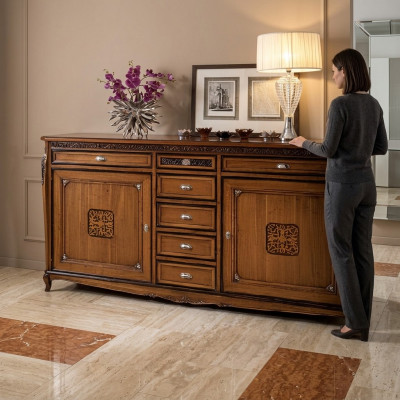 Wunnzëmmer Holz Buffetschaf Anrichte Nei Sideboard Anrichte Tirang Vitrin