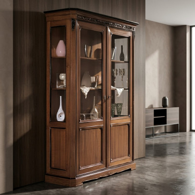 Vitrine Holz Luxus Schiefen Klassesch Anrecht Design Miwwelen Italienesch Braun