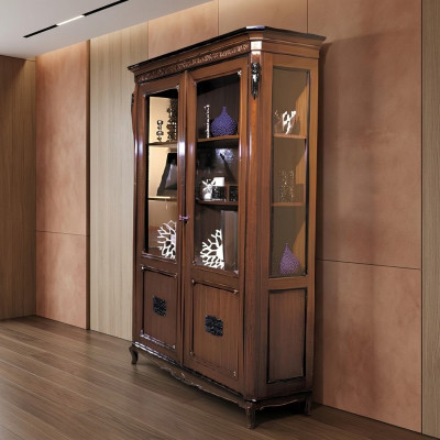 Klassesch Miwwelen Italienesch Miwwelen Holz Brong Vitrin Schick Vitrineschaf