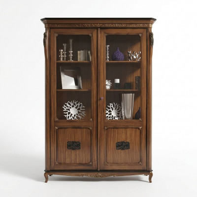 Klassesch Miwwelen Italienesch Miwwelen Holz Brong Vitrin Schick Vitrineschaf