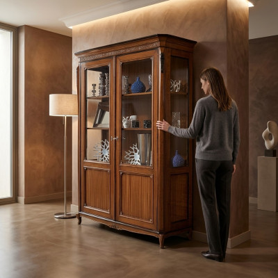 Miwwel Holz Braun Vitrin Schick Vitrineschaf Italienesch Miwwel Klassesch