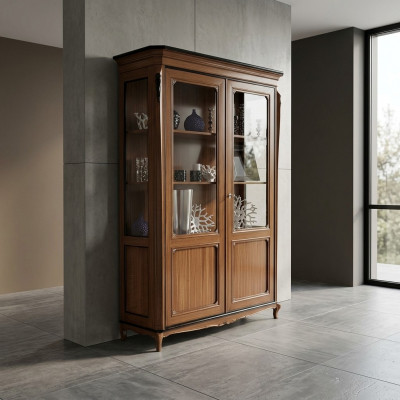 Miwwel Holz Braun Vitrin Schick Vitrineschaf Italienesch Miwwel Klassesch