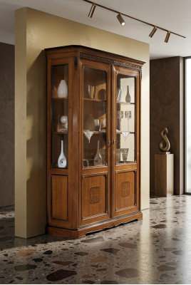Miwwelen Grousst Holz Brong Vitrin Luxus Vitrineschaf Design Miwwelen Italienesch