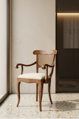 Designer-Stull Mat Armleef, Landhaus-Stil Iesszëmmer Kichen Still Stoff Nei Lehnstull