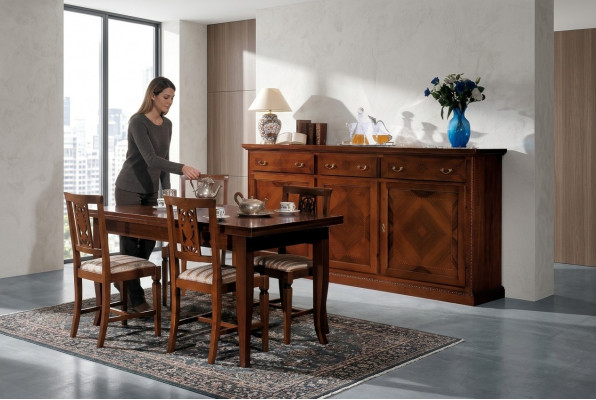 Vitrinnéikommod Schrëftauer Nei Sideboard Schreifkommod Schuffladd Vitrinn Wohnzëmmer Holz