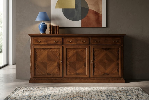 Vitrinnéikommod Schrëftauer Nei Sideboard Schreifkommod Schuffladd Vitrinn Wohnzëmmer Holz