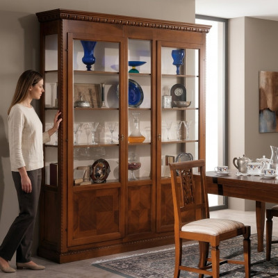 Vitrinn Wunnzëmmer Miwwelen Anrichte Vollholz Vitrinnen Glas Schaf Massivholz
