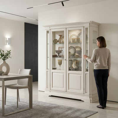 Wunnzëmmer Miwwelen Kommode Massivt Holz Vitrinen Glas Schaf Echt Holz Vitrin