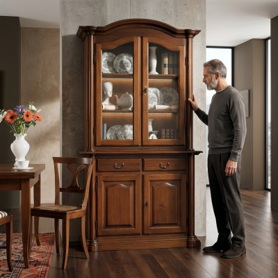 Holz Vitrinnen Glas Schaf Echt Holz Anrichte Vitrin Wunnzëmmer Miwwelen Massiv