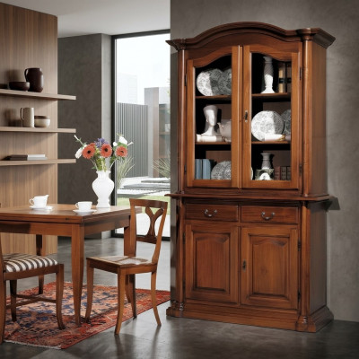 Holz Vitrinnen Glas Schaf Echt Holz Anrichte Vitrin Wunnzëmmer Miwwelen Massiv