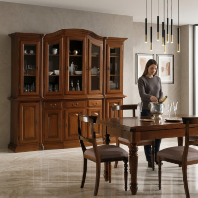 Miwwelen Klassesch Regaler Schranken Vitrinen Vitrin xxl Glas Schaf Anrichte Holz