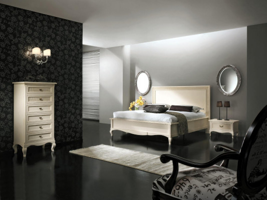 Design Klassesch Luxus Better Grupp Holz Bett Nuetsdësch 4tlg Schlofzëmmer Set