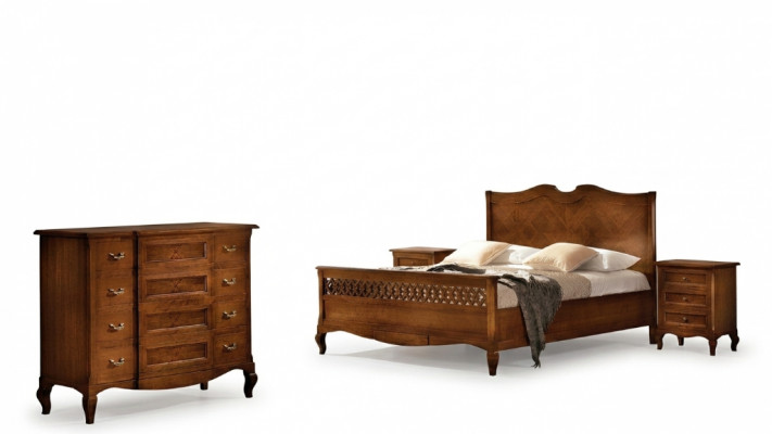 Bett Nuetsdësch Kommode 4tlg. Schlofkummer Set Design Klassesch Luxus Better Nei