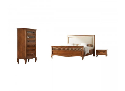 Design Klassesch Luxusmiwwelen Modern Bett 2x Nospilldësch 4 Deeler Schlofzëmmer Set