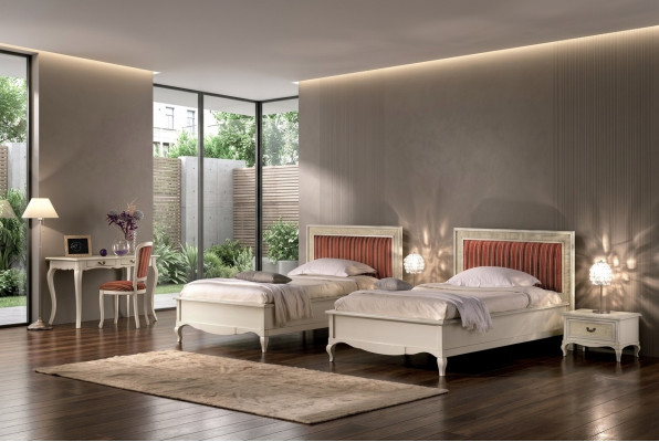 Design Schlofkummer 6-Deel Schlofkummer Komplett Set Bett Nuetsdësch Sekretär Holz