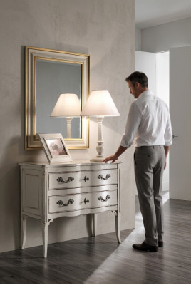 Kommode Miwwel Schaf Wunnzëmmer Wäiss Sideboard Kommode mat Spigel Holz