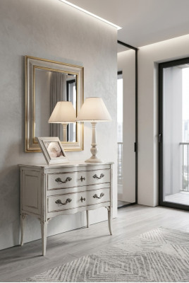 Kommode Miwwel Schaf Wunnzëmmer Wäiss Sideboard Kommode mat Spigel Holz