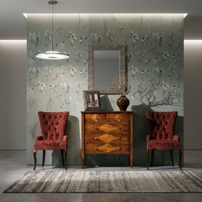 Set Kommod Spigel Kommoden Holz Art Déco Luxus Design Wunnzëmmer Garnitur 4-Deel.