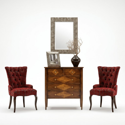 Set Kommod Spigel Kommoden Holz Art Déco Luxus Design Wunnzëmmer Garnitur 4-Deel.