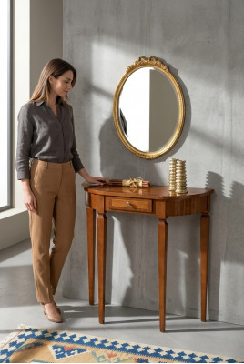 Miwwelen Stil Art Déco Konsolendësch Spigel Holz Italienescht Dëscher Konsolen 2 Deeler