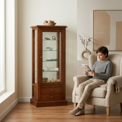 Wunnzëmmer Miwwelen Kommod Massive Holz Vitrinne Glas Schaf Echt Holz Vitrinn