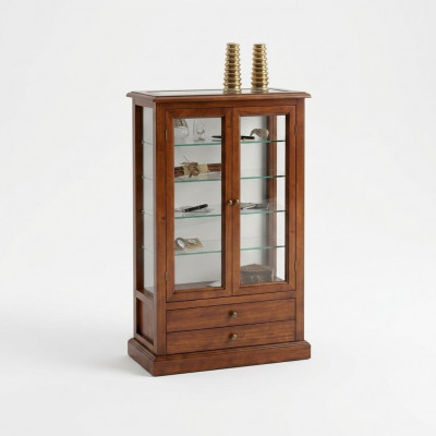 Wunnzëmmer Miwwelen Massiiv Holz Vitrinnen Glas Schaf Massivholz Anrichte Vitrine