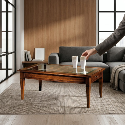 Kaffisdësch Holz Säitendësch Holz Säitendësch Dësch Wunnzëmmer Cofferdëscher