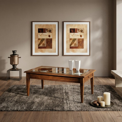 Kaffisdësch Holz Säitendësch Holz Säitendësch Dësch Wunnzëmmer Cofferdëscher