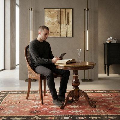Klassesche Sofadësch Niewendësch Sofa Wunnzëmmer Dësch Holz Edele Design