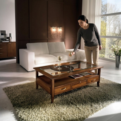 Dësch Bäistell Dëscher Couch Modern 130cm Design Quadrat Couchtisch Holzdësch Nei