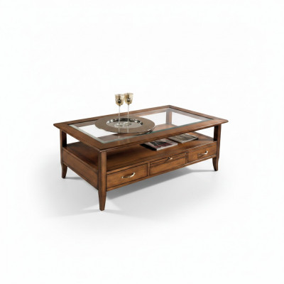 Dësch Bäistell Dëscher Couch Modern 130cm Design Quadrat Couchtisch Holzdësch Nei