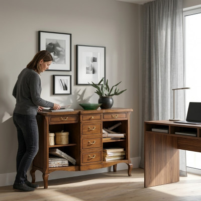 Klassesche Schaf Massivholz Miwwelen Italienesch Ariichtung Sideboard Kommode