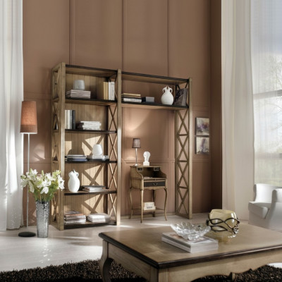 Bicherregal Dësch Regal Schaf 2tlg Büro Ariichtung Massiv Holz Schreifdësch