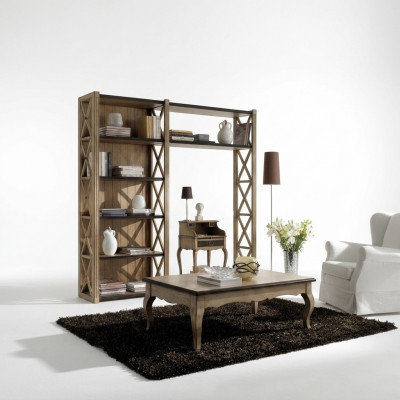 Bicherregal Dësch Regal Schaf 2tlg Büro Ariichtung Massiv Holz Schreifdësch