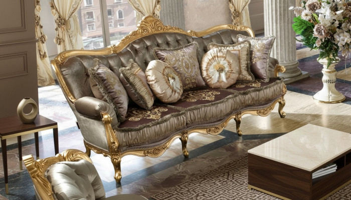 Canapé 3 Plaze Couche Sofas Art déco Drësëtzer Textil Couchen Couch Polster Neit