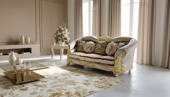 Miwwelen Textilcanapé Barock 3 Plaz Klasseschen Drësëtzercanapé Couch Polster
