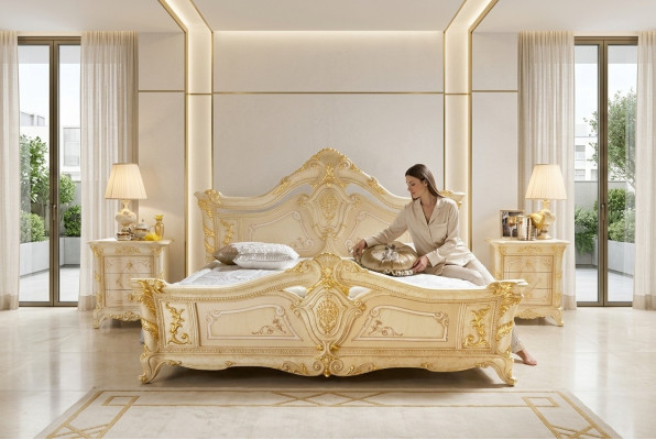 Klassesch Schlofkummer Hotel Bed Barock Miwwelen Holz Better Italien Luxus