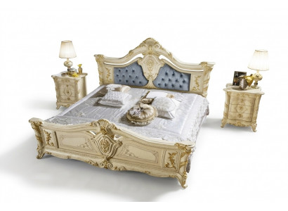 Bett Schlofzëmmer Set Miwwelen Art déco Luxus Better 2x Nuetsschaf 3 Deeler.