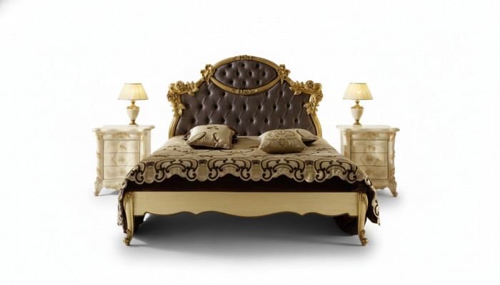 Bett Schlofkummer Set Design Miwwelen Klassesch Luxus Better Nei 2x Nuetsdësch 3tlg.