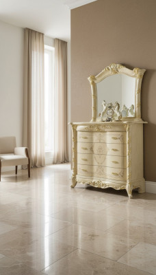 Kommoden-Set Italienesch Miwwelen 2-teileg Massivholz Kommode mat Spigel Sideboard